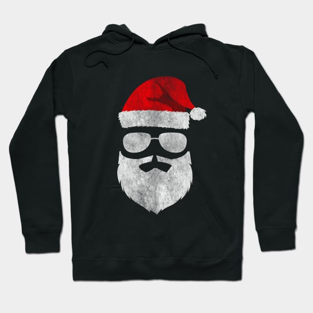 Santa Claus Sunglasses with Beard Christmas (White Vintage) Hoodie by Luluca Shirts